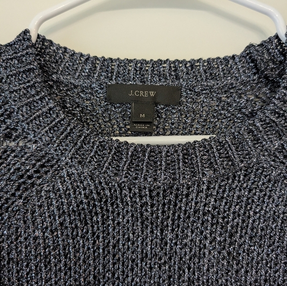 J. Crew,‎ Women's Size Medium, Metallic Side Split Sweater, Blue/Gray - Picture 2 of 5
